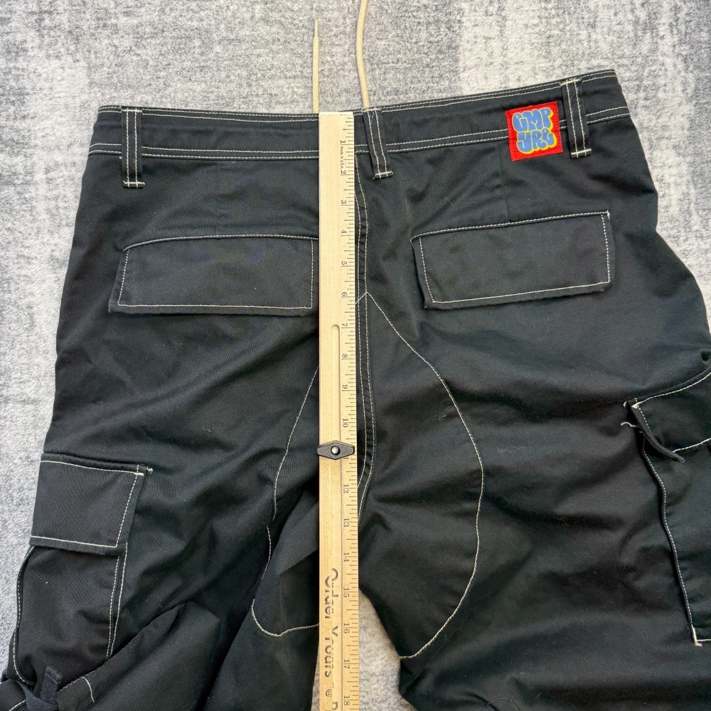 Empyre Ultra Loose Cargo Pants Mens 32 Black Cell Phone Embroidered Skate Grunge - Picture 11 of 12